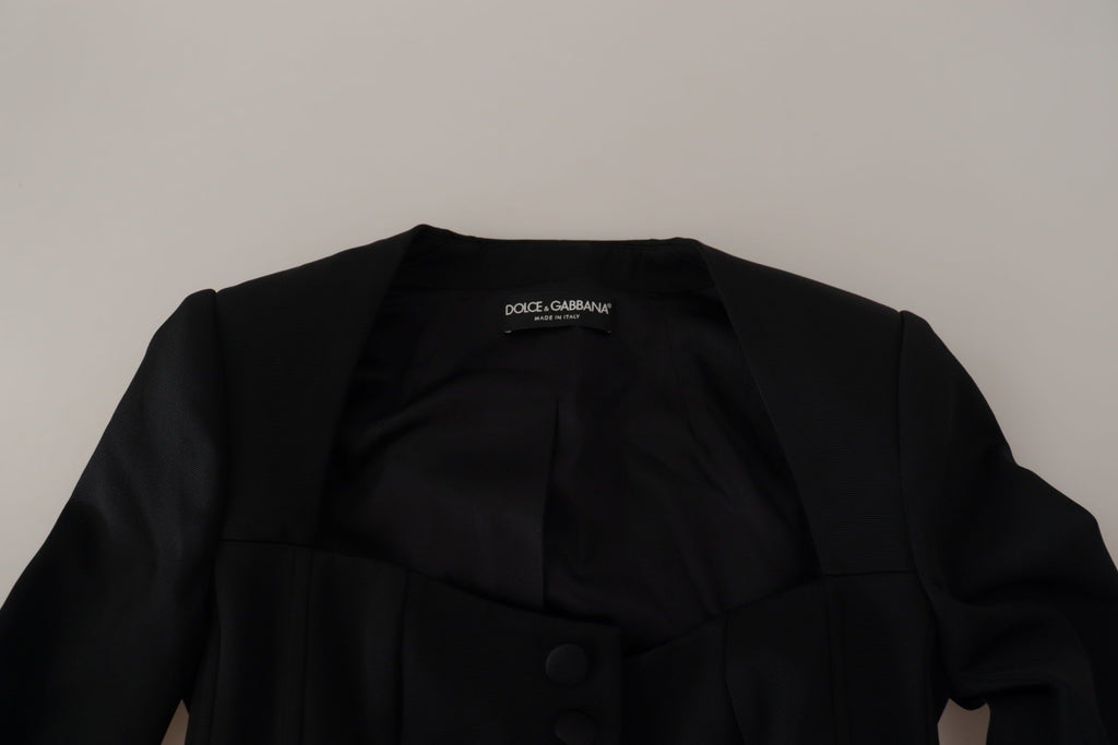 Dolce & Gabbana Black Slim Fit Long Sleeves Snap Jacket