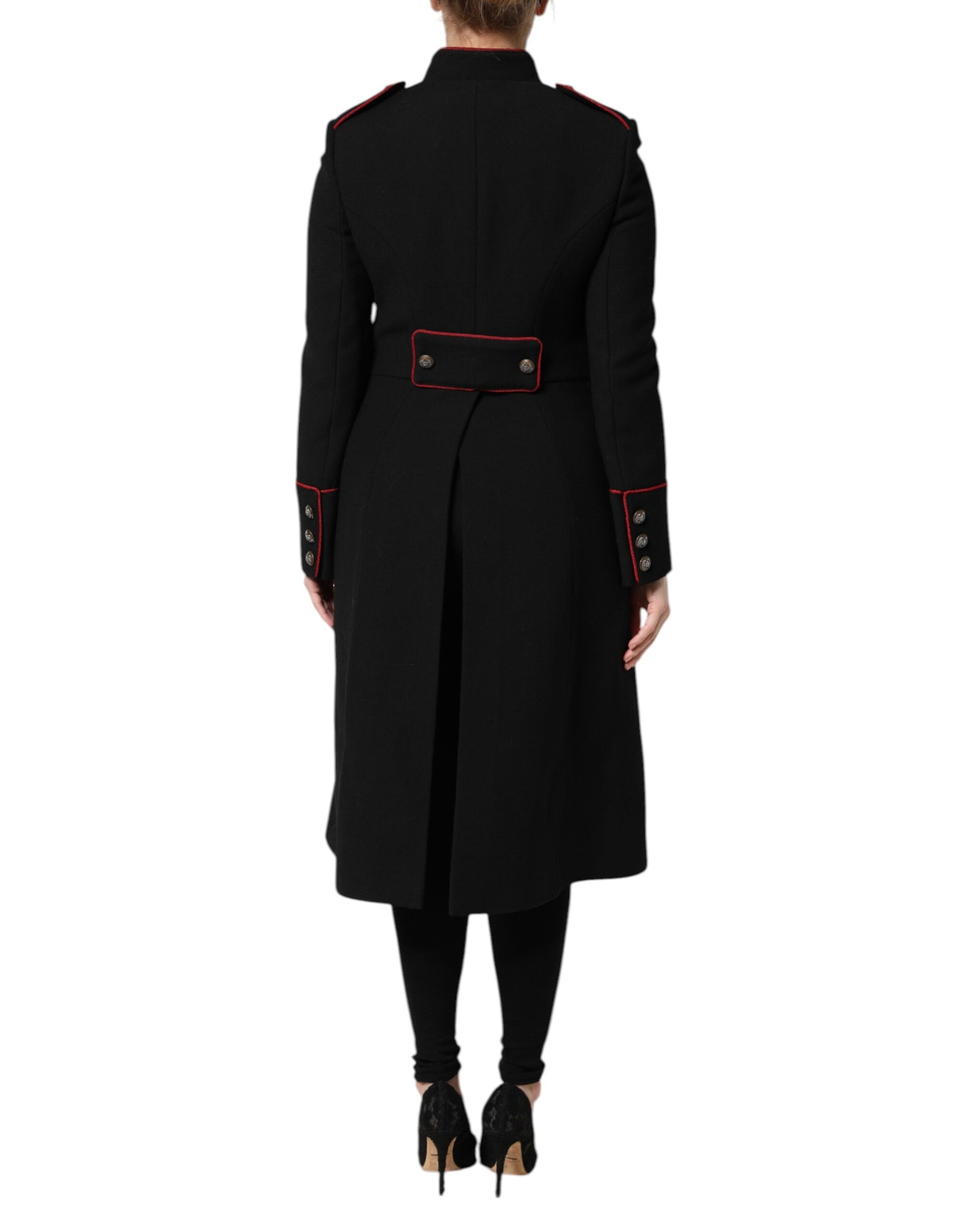 Dolce & Gabbana Black Wool Single Breasted Trench Coat Jacket