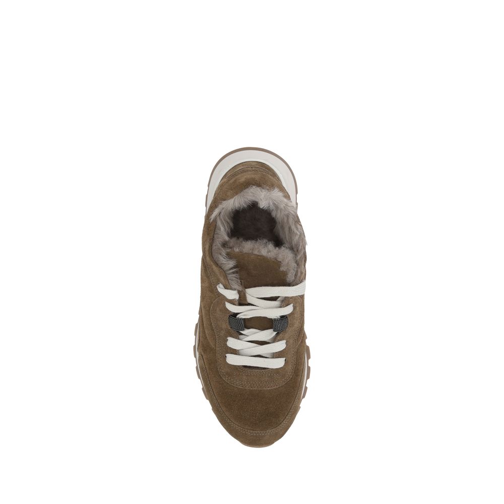 Brunello Cucinelli Brown Rubber Platform Sneakers